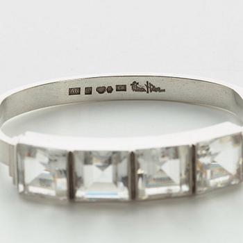 A Wiwen Nilsson sterling and four rockcrystals bangle, Lund 1937.