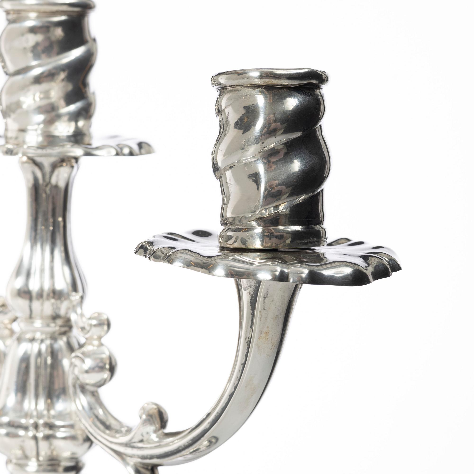 Candelabras, a pair, silver, 20th century.