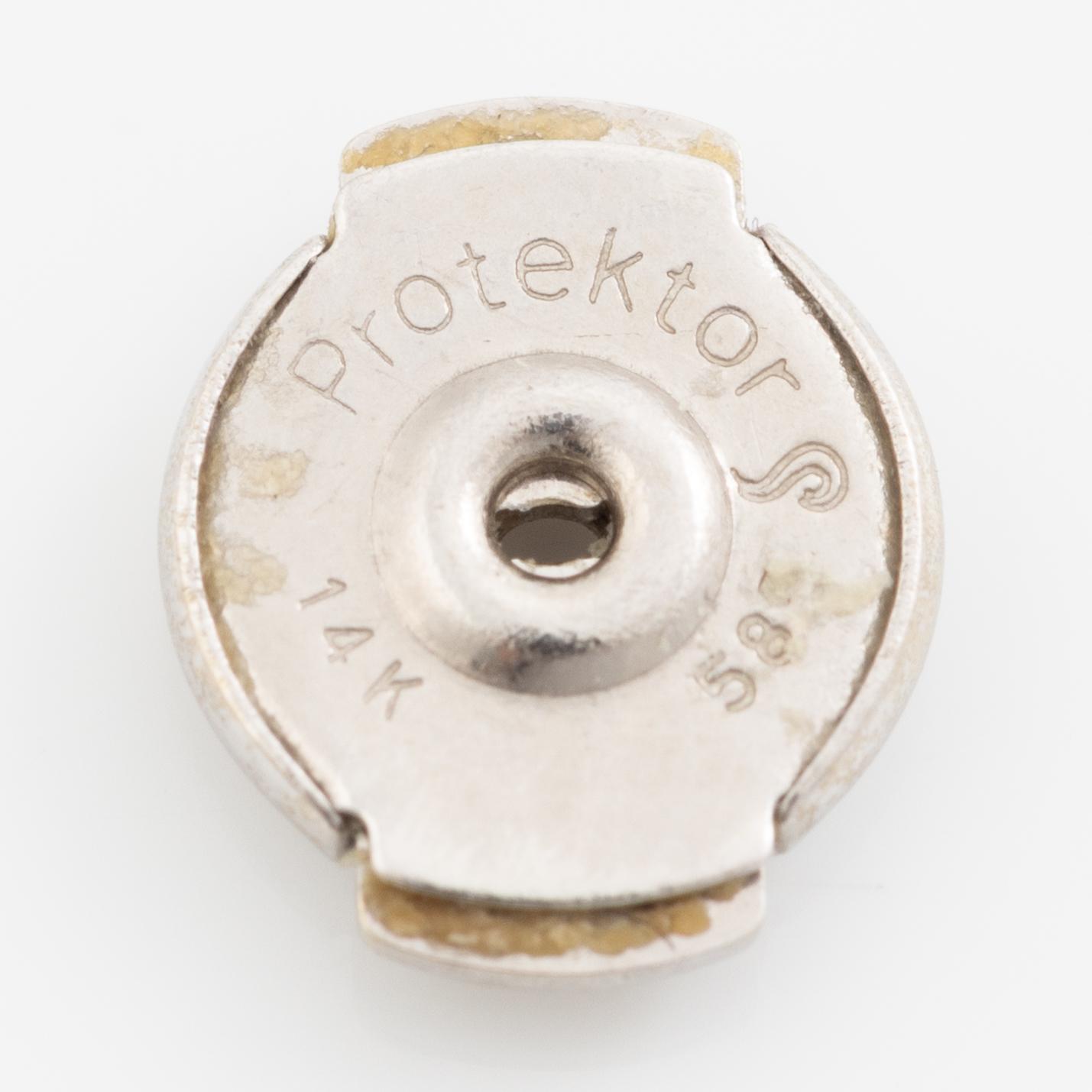 Earrings. a pair, 14K white gold with princess-cut diamonds.