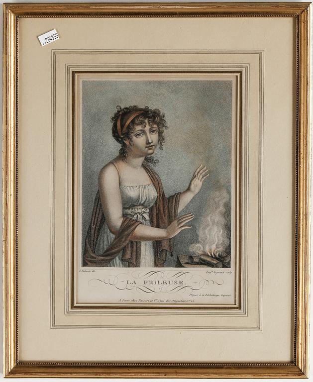 FÄRGGRAVYRER, 4 stycken,  Dubrusle & Augrand, 1800-tal.