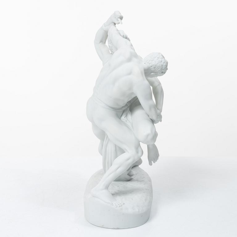 Johan Peter Molin, efter, sculpture, Parian, "The Belt Bucklers".