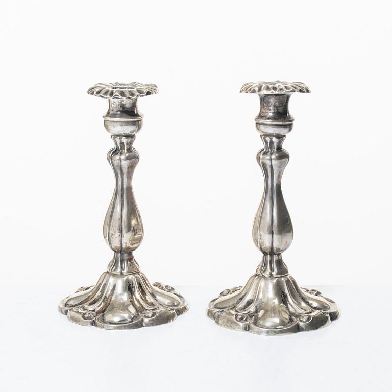 Carl Nyström, pair of silver candelsticks, Stockholm, 1850.