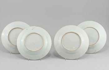 TALLRIKAR, 4 st, porslin, Kina, 1700-tal.