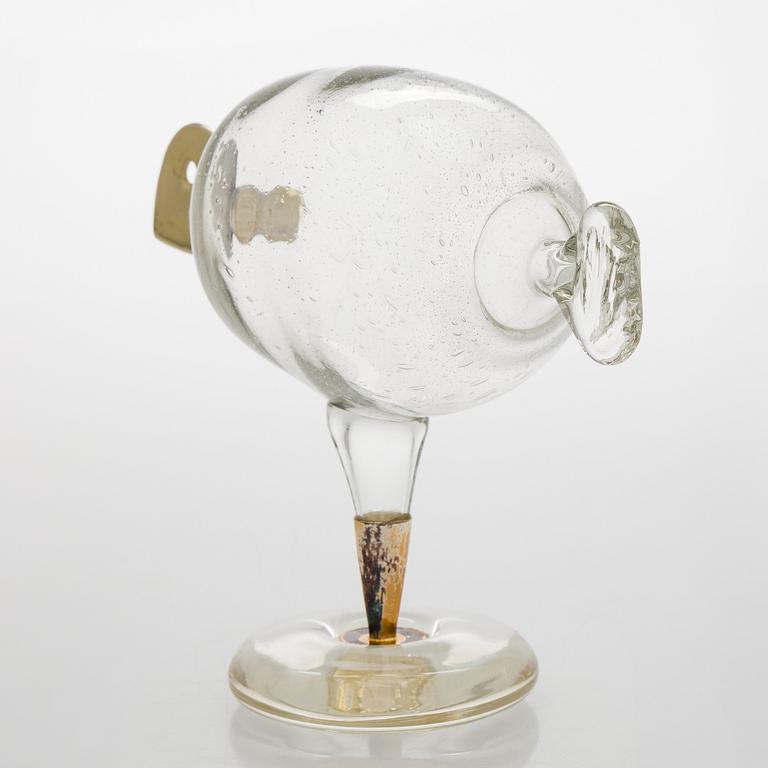 Oiva Toikka och Mauno Honkanen, glasfågel, osignerad, Silver .830. Tillverkare A. Tillander. 1985.