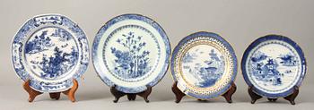 TALLRIKAR, 4 st, porslin, Kina. 1700-/1800-tal.