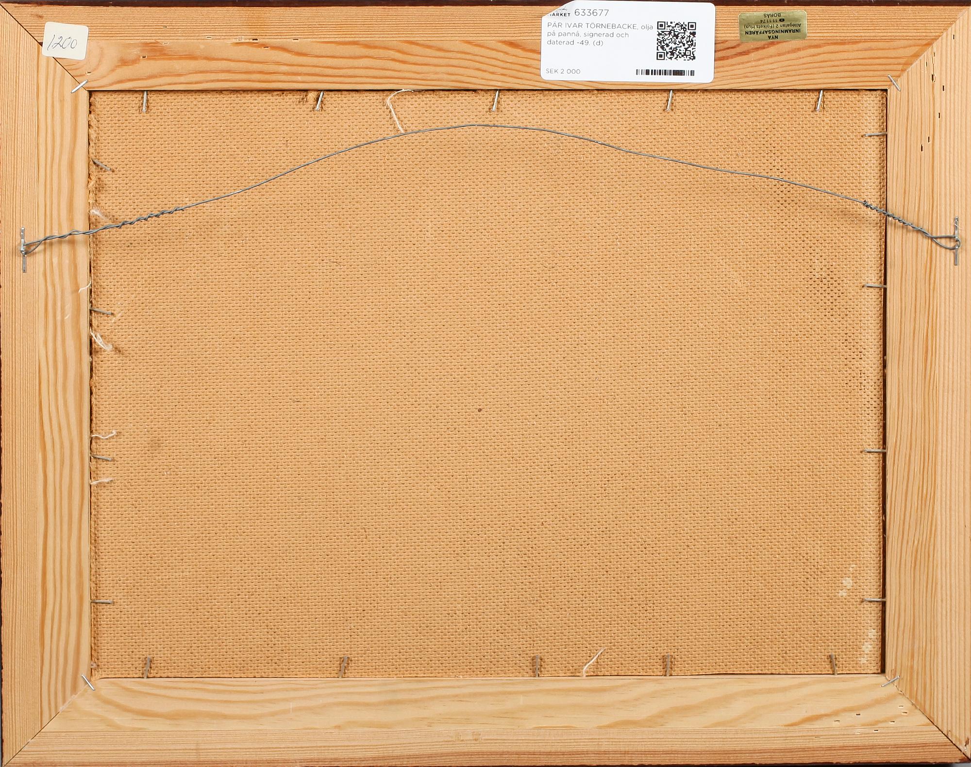 PÄR IVAR TÖRNEBACKE, olja på pannå, signerad och daterad -49.