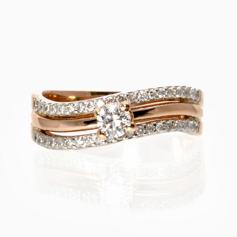 Ring 18K guld brilliant-cut diamonds approx 0,50 ct in total, size 57.
