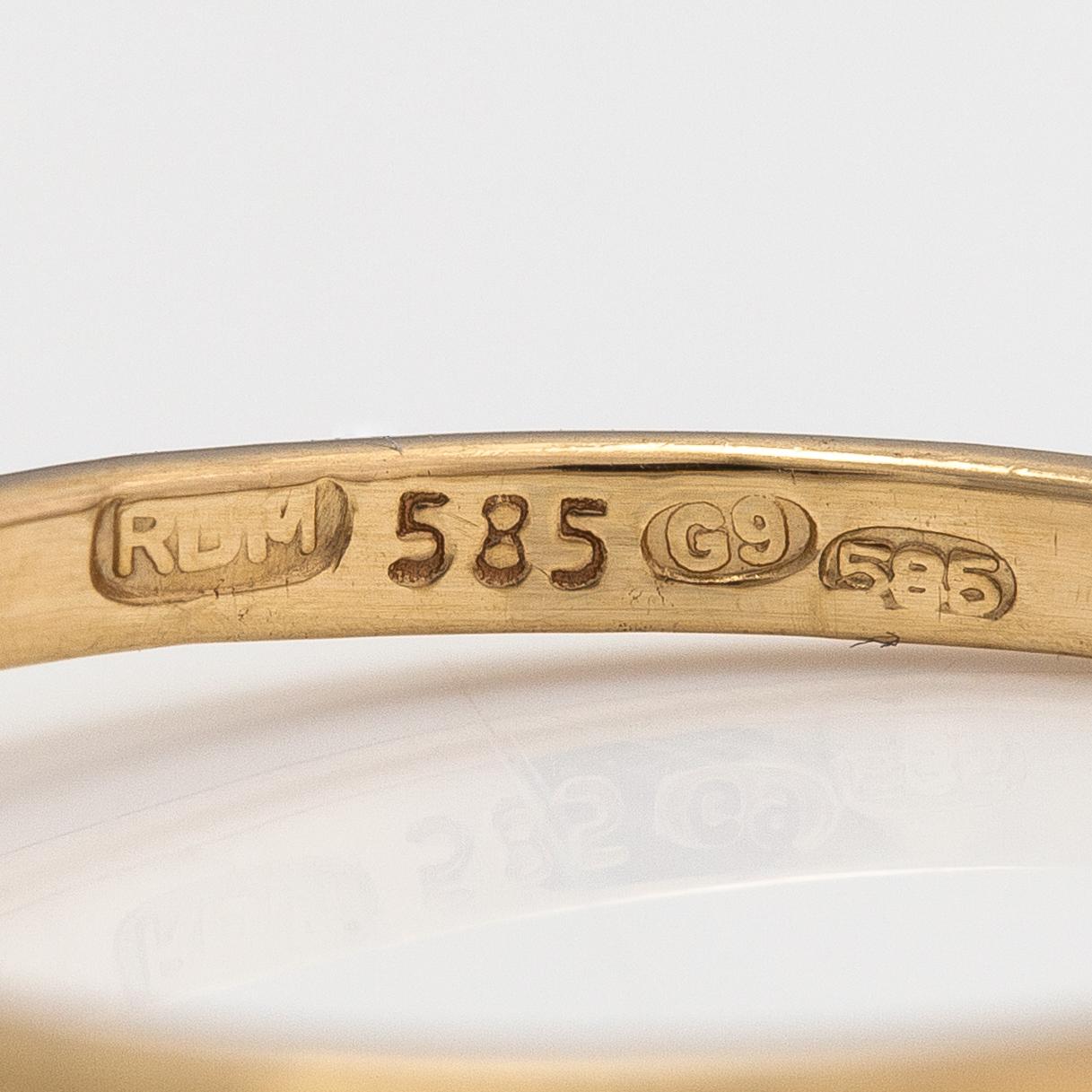 Sormus, 14K kultaa ja timantti n. 0.25 ct.