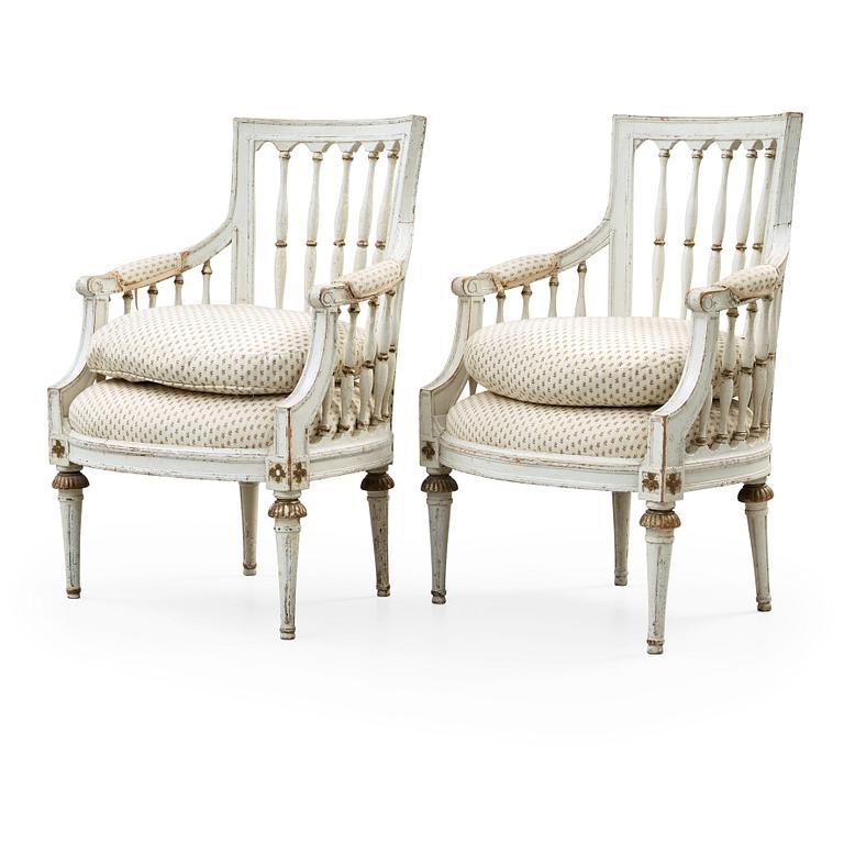 A pair of late Gustavian armchairs by E Ståhl, master 1794.