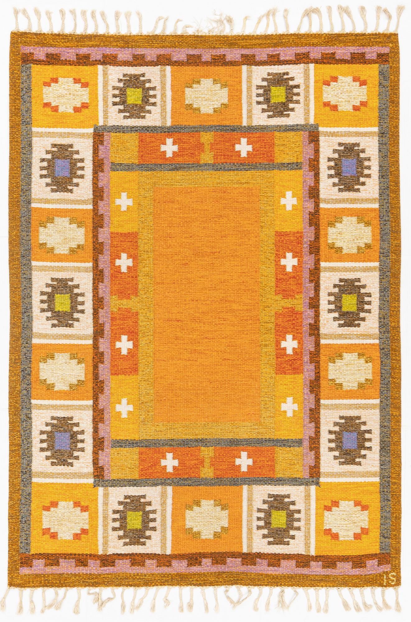 Ingegerd Silow, matta, rölakan, singerad IS, 164 x 232 cm.