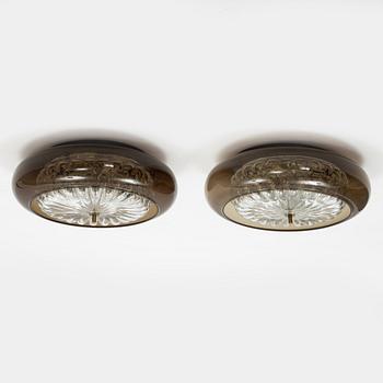 Carl Fagerlund, vägglampor/taklampor, ett par, Orrefors, 1970-tal.