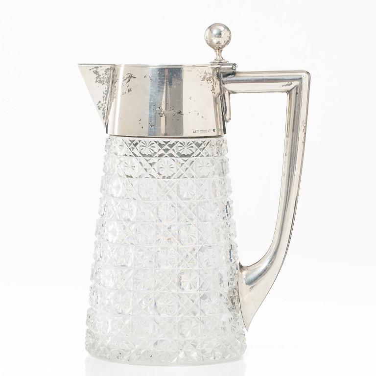 Jug, glass and silver, Axelsons GAB, Stockholm 1899.