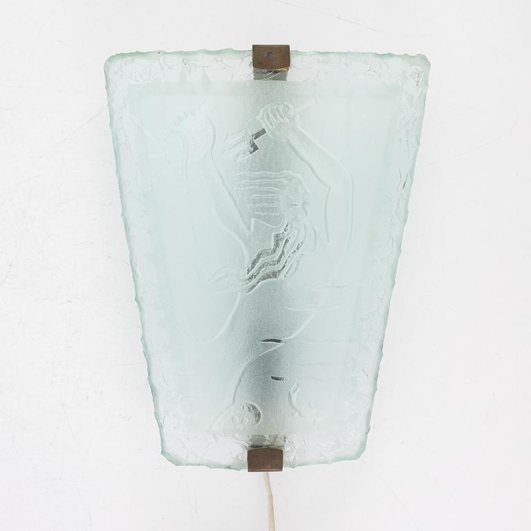 A glass wall lamp, presumably Glössner, Sweden, 1930's/40's.