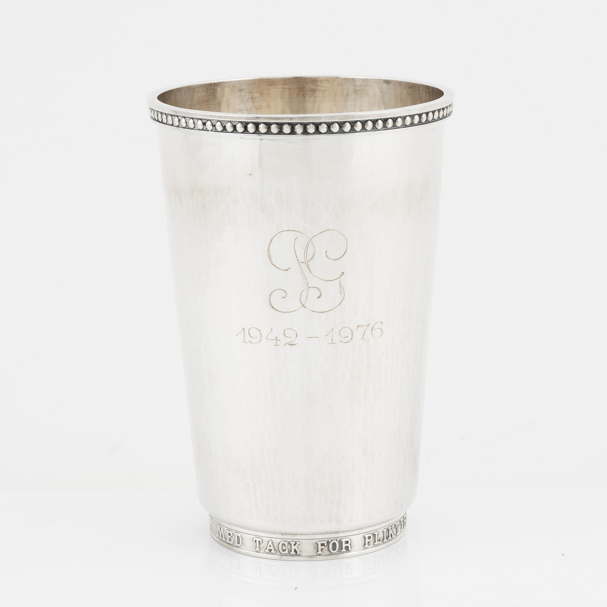 A Swedish silver vase, bearing the mark of Ceson, Gothenburg, 1976.