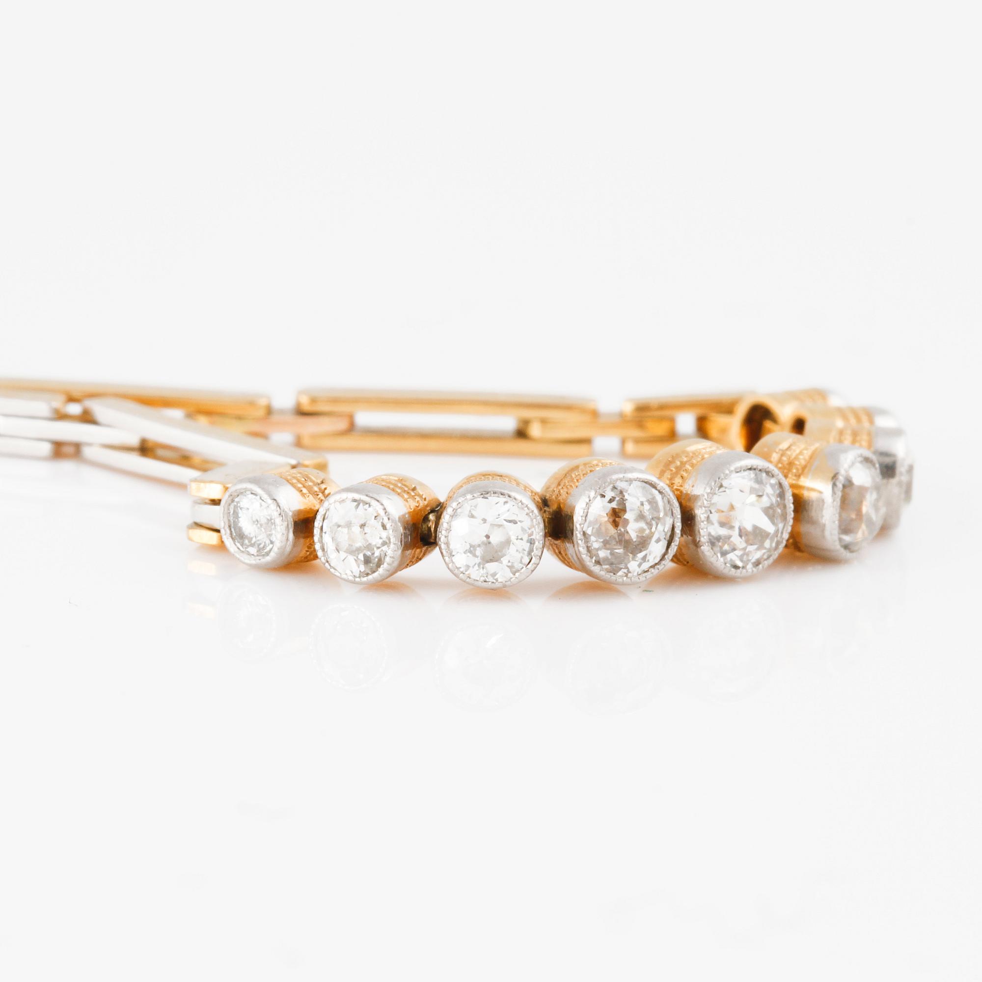 ARMBAND, med 9 st gammalslipade diamanter ca 0.80 ct, Hugo Stömdahl. Stockholm, 1933.