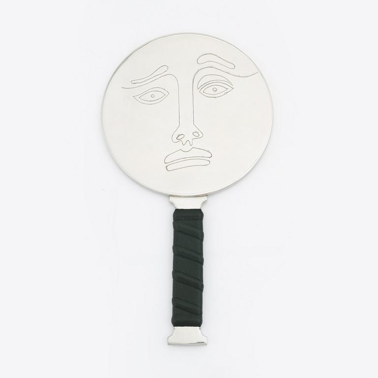 Eric Ericsson, a pewter and leather hand mirror 'Självbild Nr 2', 2012.