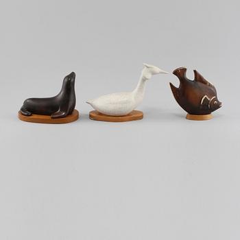 FIGURINER, 3 st, stengods, Gunnar Nylund, Rörstrand, 1900-talet andra hälft.
