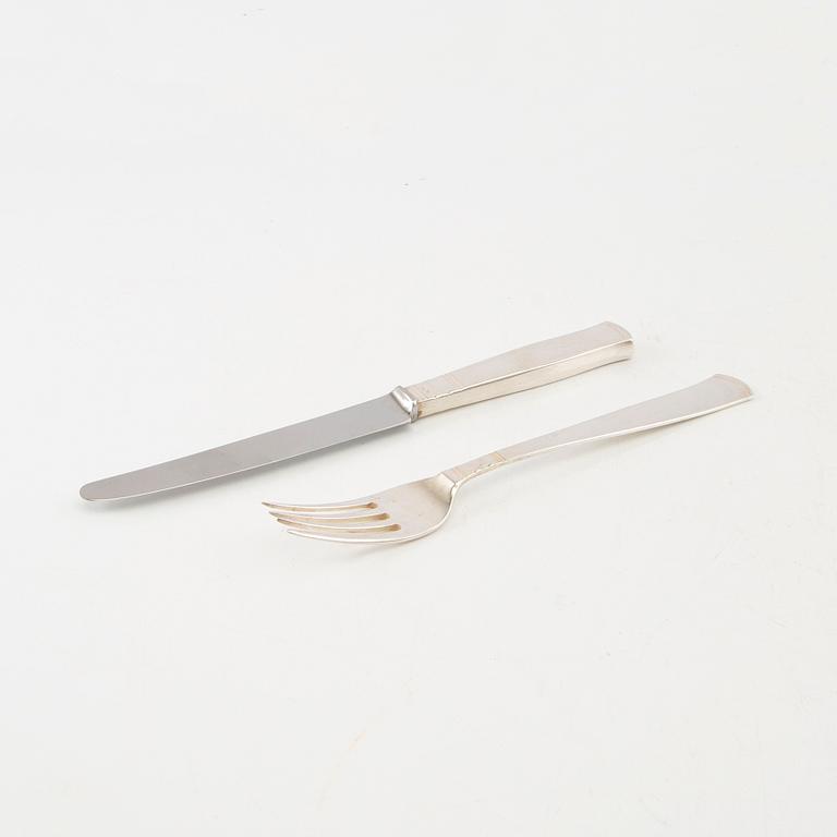 Jacob Ängman, 88-piece cutlery set, silver, "Rosenholm", GAB, Eskilstuna, 1950s/70s.