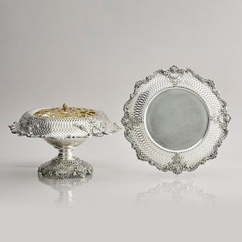 Praktskål med fat, sterling silver, Black, Starr & Frost, New York 1874-1908.