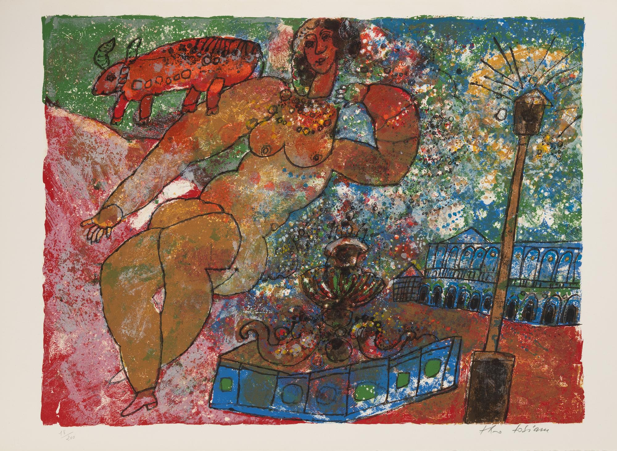 Theo Tobiasse, "The Song of Songs of King Salomon",portfolio with 12 ligographs in colous, signed 18/200.