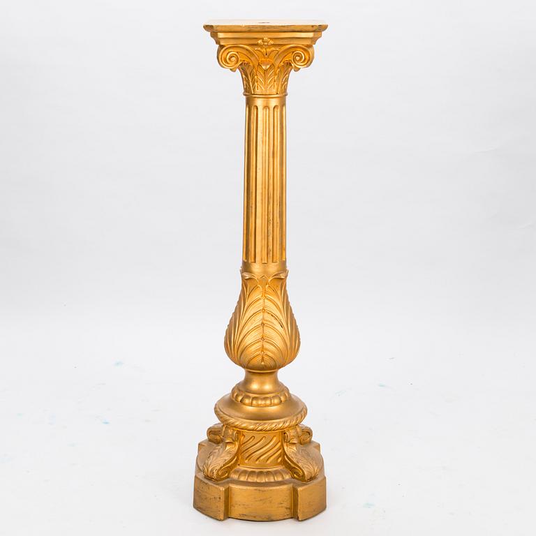 A late 19th Century bronzed ceramic pedestal manufactured by Andstens, Helsinki.