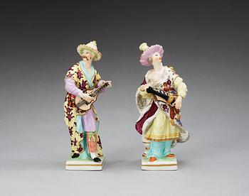 358. A set of two Berlin 'Chinouserie' figures of musicians, end of 18th Century.