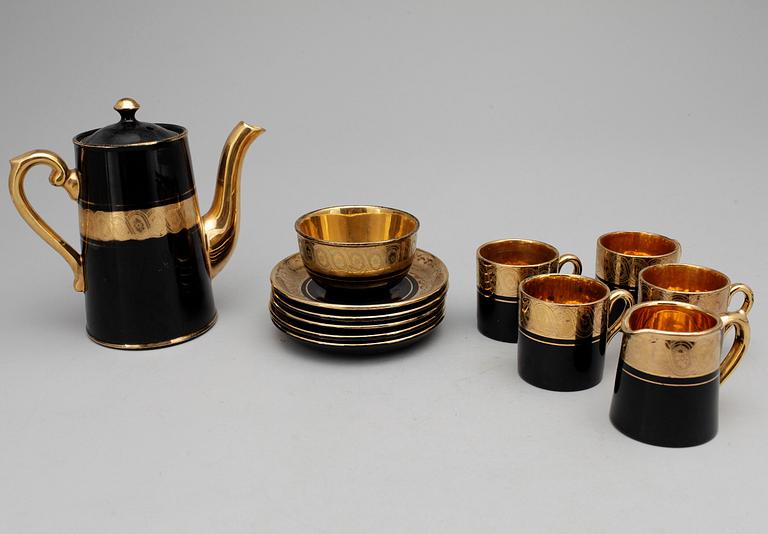 KAFFESERVIS, 7 delar, keramik, Gibson & Sons, "Sevres Davenport", 1800/1900-tal.