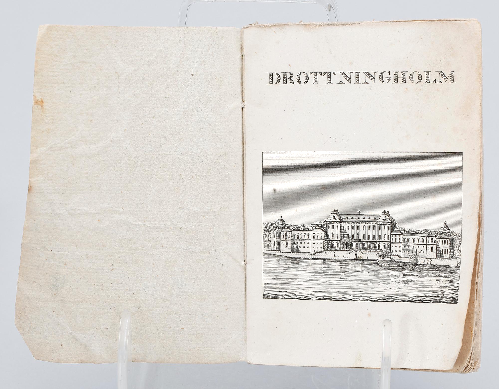 BÖCKER, 2 st, bla "Beskrifning öfver Kongl. Lust-slotten Drottningholm och China" av Anders Björklund, Stockholm 1796.