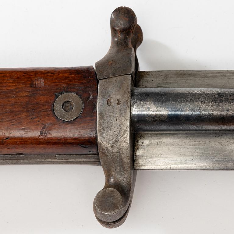 Combination weapon, Prison guard cutlass m/1865, with sheath.