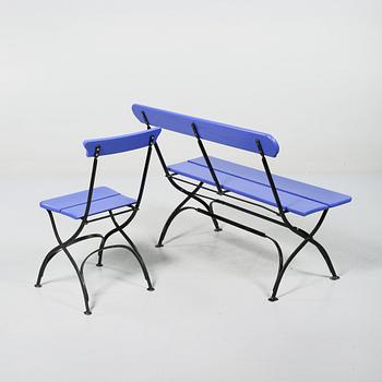 TRÄDGÅRDSSOFFA samt STOLAR, 4 st, 1900-tal.