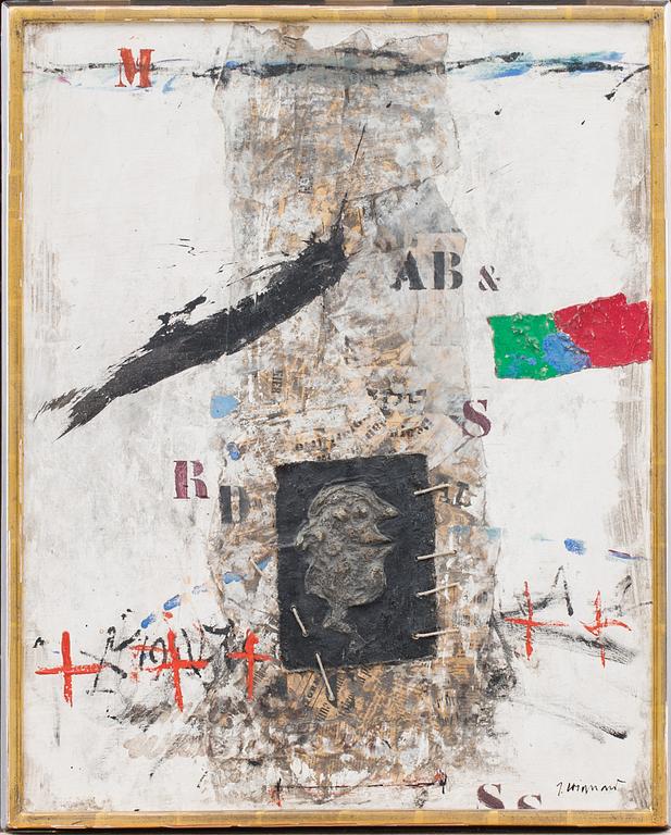 JAMES COIGNARD, olja samt collage på duk, signerad.