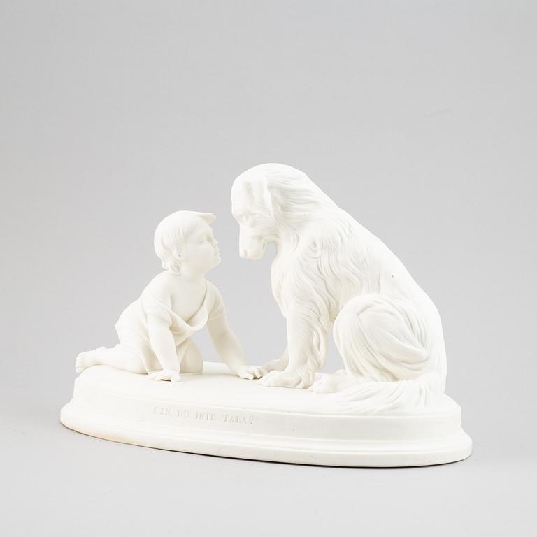 SKULPTUR, parian, stor modell, "Kan du inte tala" Gustavsberg, 1900-tal.