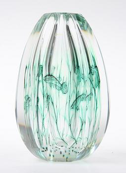 VAS, glas, "Fiskgraal", Edward Hald, Orrefors, 1954, sign.