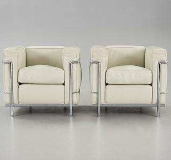 A pair of 'LC2' easy chairs designed by Le Corbusier, Cassina.