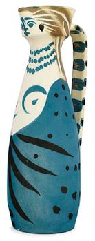 1223. A Pablo Picasso "Femme" faience jug, Madoura, France 1955.