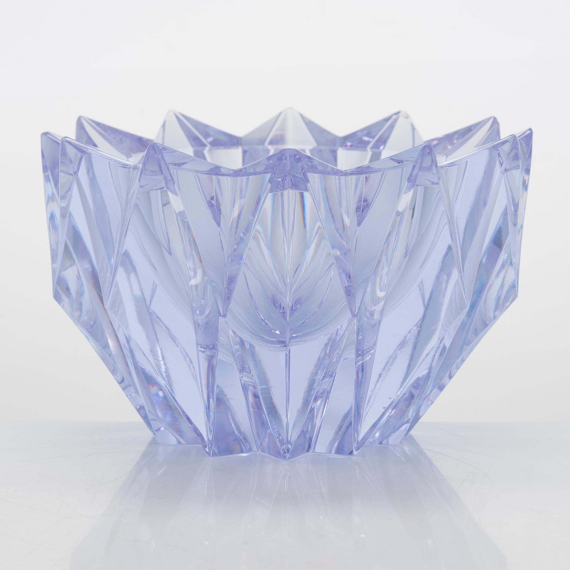 Aimo Okkolin, skål, "Näckros", signerad Aimo Okkolin Riihimäen Lasi Oy.