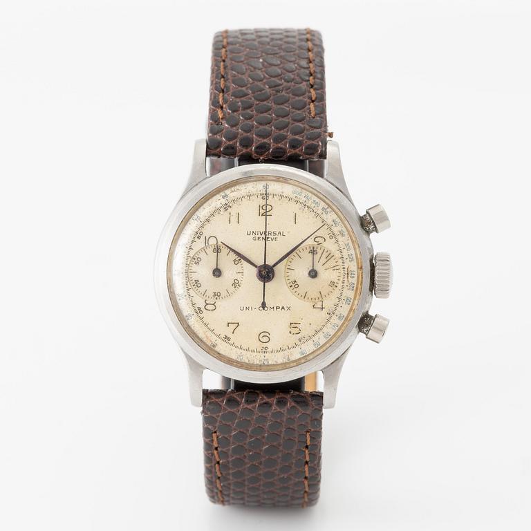 Universal Genève, Uni-Compax, kronograf, armbandsur, 33 mm.