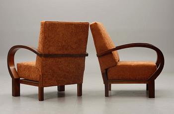 FÅTÖLJER, ett par. Art decostil, 1900-talets slut.