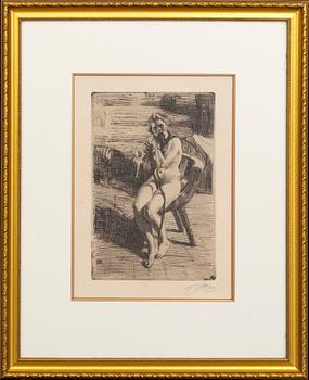 Anders Zorn, a signed etching from 1912.