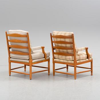 A pair of Swedish Gustavian style armchairs, late 20th century.