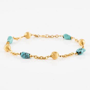 Bracelet, 18K gold with turquoises.