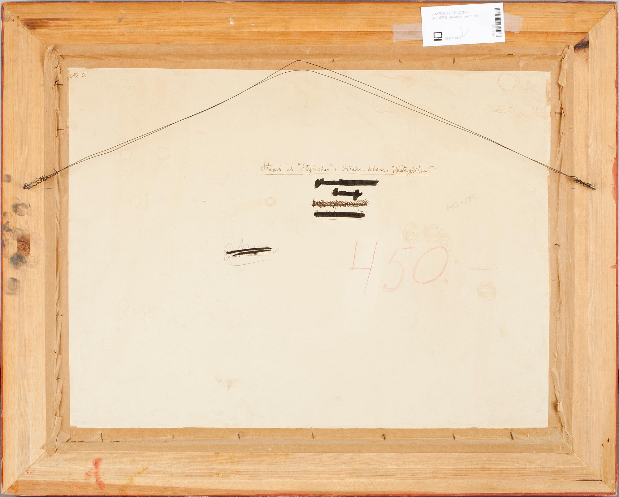 FERDINAND BOBERG, akvarell, sign.
