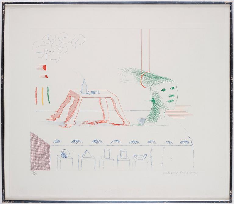 David Hockney, "A Moving Still Life" från sviten "The Blue Guitar".