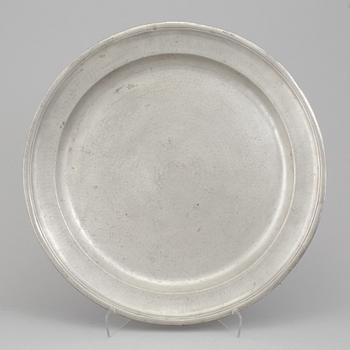 A Swedish 18th century pewter plate with unclear hallmarks.
