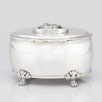 A Swedish 19th century silver sugar-casket, marks of Henrik Christoffer Klint the younger, Stockholm 1817.
