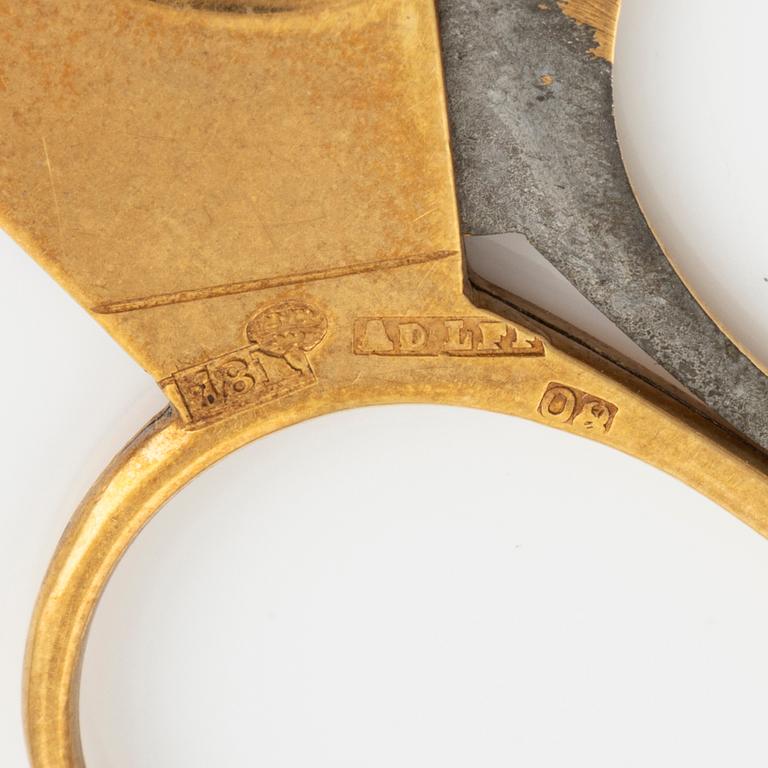 Pen and wick trimmer/cigar cutter, partly 18K gold.