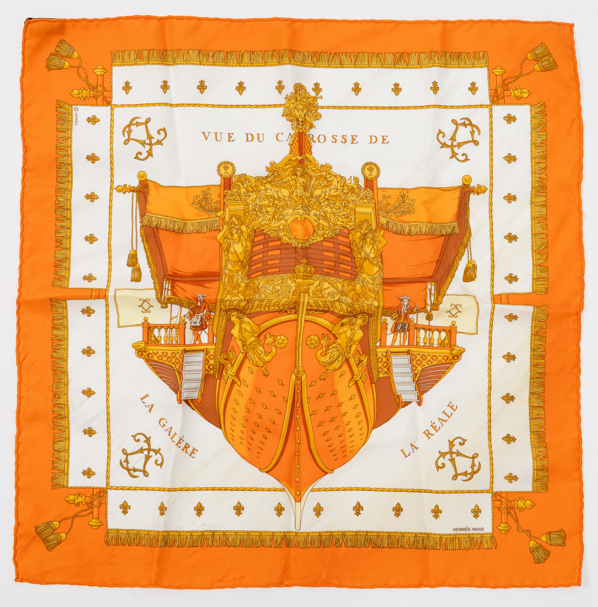 Hermès, two silk scarves.