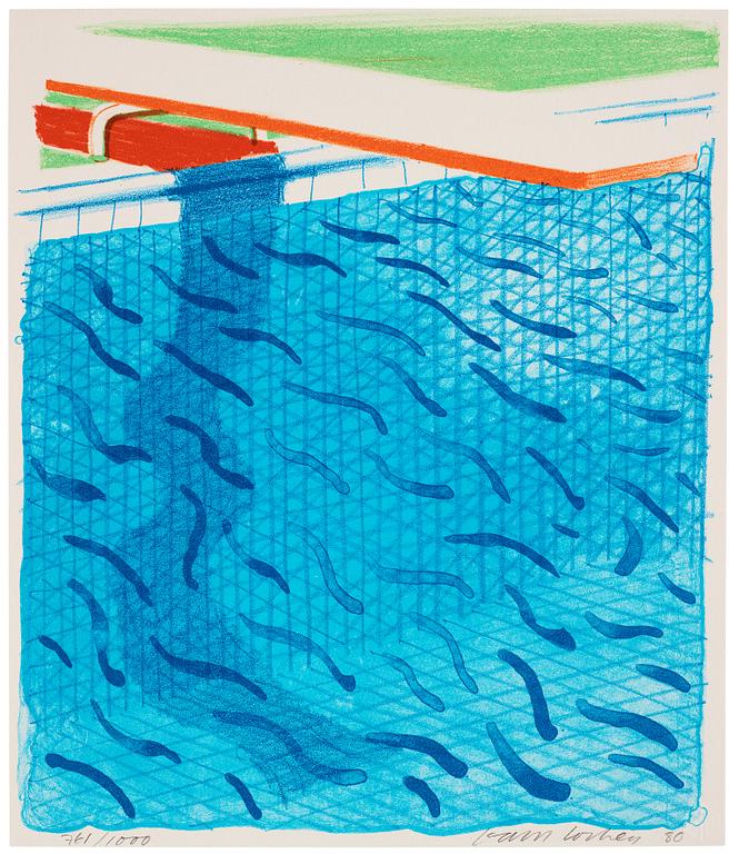 David Hockney, "Pool Made with Paper and Blue Ink for Book".