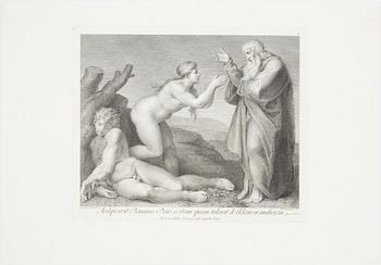 PARTI GRAFIK, 7 st, 1700-tal samt AKVARELLER, 2 st, av Jocke Åkerblom, daterade 1927.