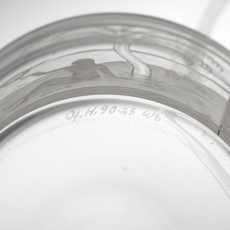 SKÅL med FAT, glas, Edward Hald, Orrefors, signerad och daterad 1925.